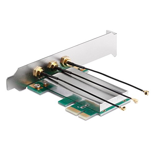 adaptare 49006 Adapter-Karte Mini-PCIe-WLAN-Modul aus Notebook in PCIe x1-Mainboard-Slot mit Slotblech und 3 externen Antennen - 2