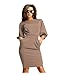 Produktbild Elecenty Damen Bürokleid Solide Cocktailkleider Halbe Ärmel Kleidung Rock Abendkleider Rundhals Frauen Mode A-Linie Kleid Partykleid Schlank Hemdkleid Blusekleid Sommerkleid (S, Khaki)