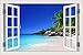 Produktbild TIANLIANG Spiaggia Di Immobilien Coconut Tree 3D Autoadesivo Paesaggio Della Parete Di Mare Rimovibile Carta Da Parati 3D-Fenster Ansicht Adesivo Adesivi Home Decor, 2,32 X 48 Zoll 80 X 120 cm