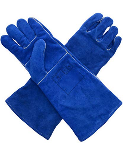 examen XXSPU Gants Gants d'assurance Travail Gants de Barbecue Gants isolants Gants Anti-brûlants Gants de soudage Gants mécaniques, Bleu 46cm
