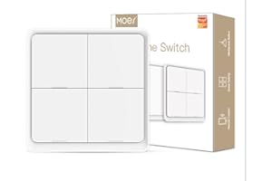 MOES Zigbee Interruptor Inalámbrico Inteligente, 4 Vía 12 Scene Smart Button Switch para Tuya Smart Device, Requiere Tuya/MOES/Smart Life APP(batería incluida,blanco)