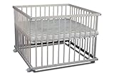 Laufgitter weiß lasiert 75×100 Buche mit Matratze - 2