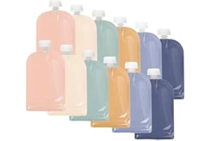 JANE Jané Bolsas Reutilizables para Comida Bebé, 12 unidades, Capacidad 100 ml, Fácil de Rellenar, Apertura Inferior con Cierre Hermético