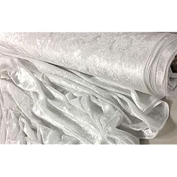 Tissu Velours Froissé (crushed Velvet) Blanc - Vendu Au Mètre - Largeur 46-59" - Polyester 160 Thread Count