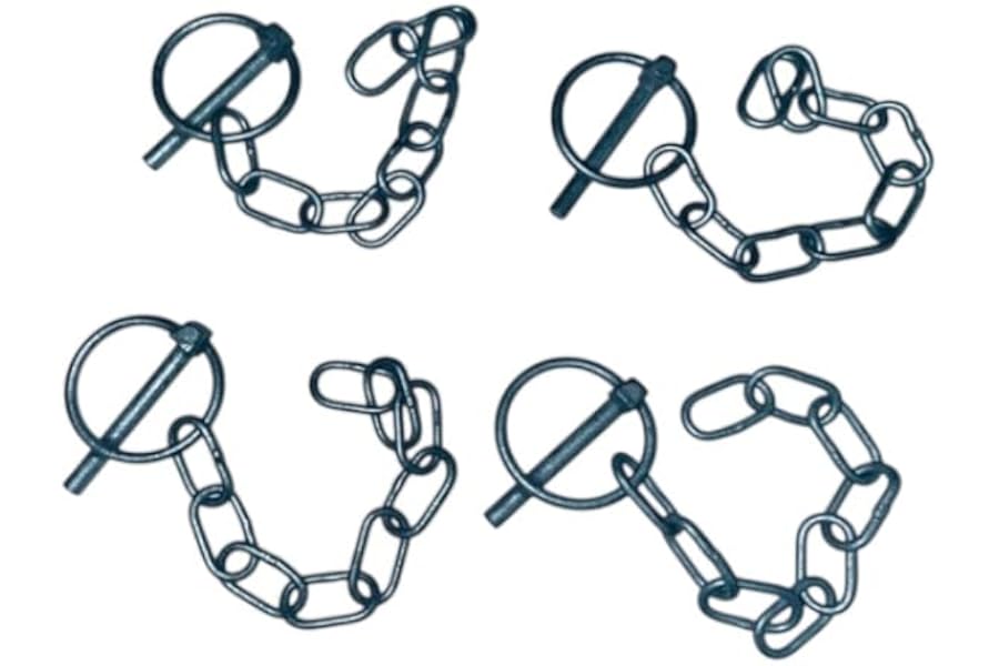 4 x Linch Pin and Chain 6mm, 36mm Ring Fits Ifor Williams, Lynch Pin