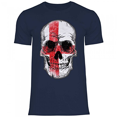 Royal Shirt df11 Herren T-Shirt England Flagge | WM Em Fußball Totenkopf Trikot, Größe:S, Farbe:Navy