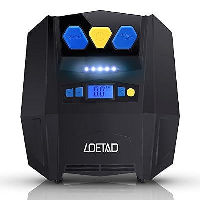 LOETAD Compresseurs d'Air Portatifs Pneu Auto Gonfleur Électrique Digital Portable 12V 150PSI Max Adaptable à Voiture Motocyclettes Bicyclette Basketball Jouets Gonflables