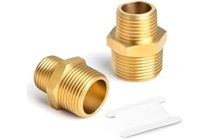 ERGAOBOY 2 Pcs 3/8" BSP Male Thread - 1/2" BSP Male Thread Brass Reducer Hex Nipple Connector Pipe Fittings