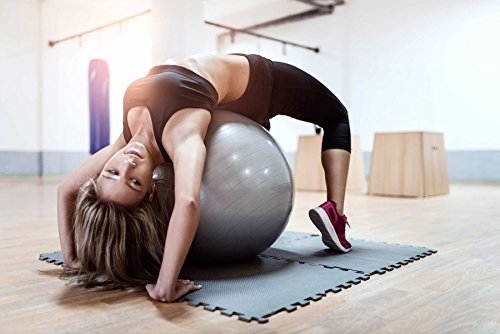 Schutzmatten Set von #DoYourFitness mit 18 Puzzlematten 6 Steckelementen á 30 x 30 x 1,2 cm (ca. 1,62m²) – Unterlegmatten / sicherer Bodenschutz für Sportgeräte, Gymnastikräume, Keller – Matten Schutz vor Kratzern, Dellen, Kälte, Lärm, Flüssigkeit / erhältlich in schwarz grün blau - 4