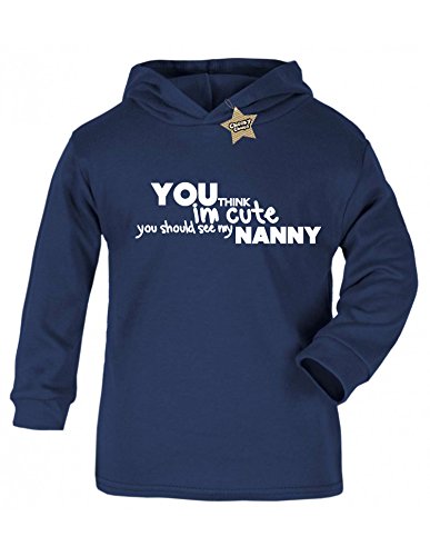 Cute Nanny Baby/kids Hoodie Navy & White 2 - 3 Years