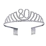 Crystal Tiara Birthday Crown Princess Crown Accesorios para el cabello Diamante plateado Happy 80th Birthday