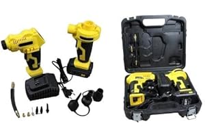 ROTHSCHENK Akku-Luftpumpe/Kompressor-Set zum Befüllen von Poolkissen/Fahrradreifen/Schlauchbooten/Fußbällen inklusive französischem Ventil