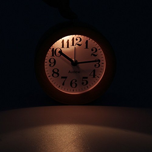 AUDEW Nachtlicht Kinder Oder Stunden Wecker Holz Wecker Mute Kreativ wecker Kleiner Runde Wecker Runde stilvoll Wecker - 7