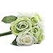 Produktbild Unechte Blumen  Timogee Künstliche Deko Blumen Gefälschte Blumen Seidenrosen Plastik Köpfe Braut Hochzeitsblumenstrauß für Haus Garten Floral Künstliche Fake Roses Flanell Blume (Grün)