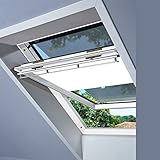 Velux Hitzeschutz-Set Tag Original VELUX Vorteils-Set ( Sichtschutz-Rollo mit Haltekrallen + Hitzeschutz-Markise ) ROP SK00 1028 Für // GGL, GTL, GPL, GHL, GGU, GTL, GPU, GHU S04, S06, S08, S10, SK04, SK06, SK08, SK10, 604, 606, 608, 610 // in Stofffarbe 1028 / Uni Weiß - Markise in Schwarz _59642