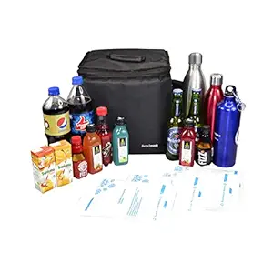 Retailmonk 20L Portable Cooler Bag with 4 Cooler Gel Pack Polyester Thermal Matty Insulated Travel Chiller Bag Black Large