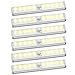 Oria Lampe Détecteur à barres de Muvement, 10 LED Lampe du Capteur, Lampe murale, Alimenté par Batterie, Aimant Intégré avec Ruban Double Face Appliquer Placard, Couloir, Escalier -6 PCS- Blanc Chaud