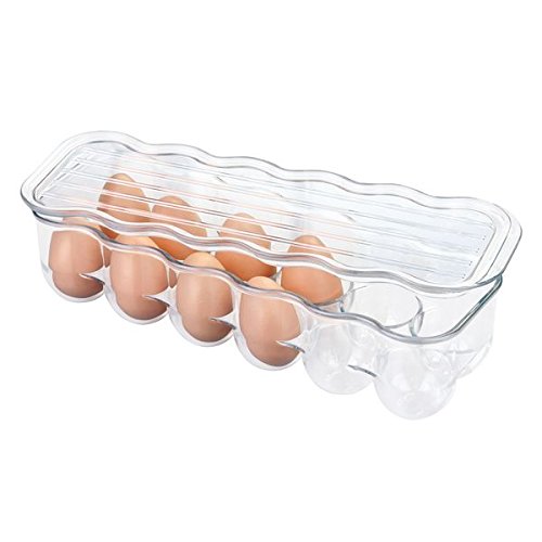 mDesign Eierhalter Kühlschrank – praktische Eierbox aus Kunststoff – Eierbehälter mit Deckel für 12 Eier – Transparent - 3