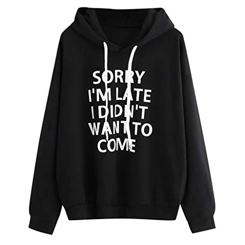 PANPANY Felpa con Cappuccio da Donna Autunno Manica Lunga Felpa con Lettere Pullover Camicetta Lavorato Rotondo Casual Top Camicia