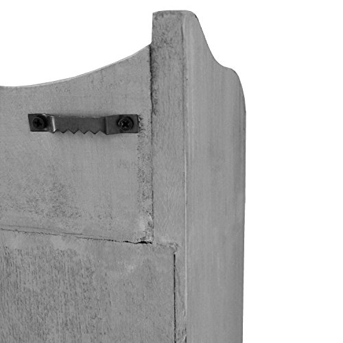 Wandregal 38x9x48cm mit 3 Ebenen und 2 Haken Wandboard Hängeregal Holzregal – Grau - 4