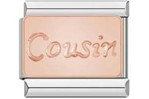 MON & SONS M&S Rose Gold Family Mum Daughter Grandad Grandma Sister Brother 9mm Italian Charm Compatible With Nomination Bracelet