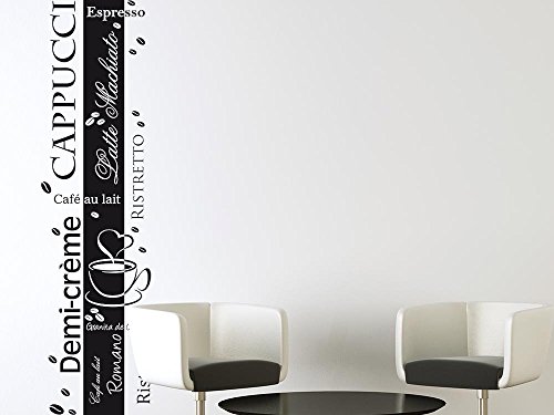Wandtattoo Wandbanner Wanddeko für Küche purer Kaffeegenuss Kaffee Coffee (228x50cm//074 mittelgrau)