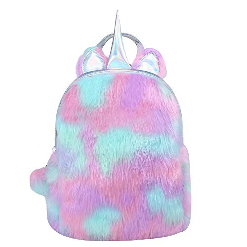 Alpacasso niedlicher Plüsch-Regenbogen-Einhorn-Rucksack, weicher Regenbogen-Rucksack glänzender Mini-Stofftier-Einhorn-Rucksack für Mädchen-Kleinkind-Rucksack Reiserucksack.