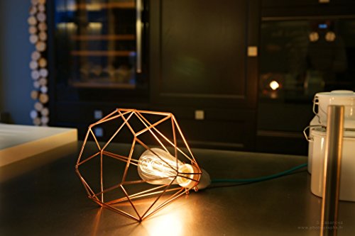 Filament Style Filament 004 französische Retro Loft Lampe Diamond #1 mit Textilkabel in blau Metall E27, 28 x 18 cm, bronze - 9