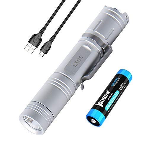 WUBEN Linterna LED Recargable 1200 Lumens Alta Potencia Pequeña Impermeable Linterna de Mano Linternas Antorcha 5 Modos con Batería para Ciclismo Camping Montañismo