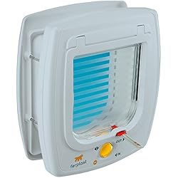 Feplast 72103011 Puerta para Gatos y Perros Pequeños Swing 5, Instalación Universal, Sistema de Cierre de 4 Vías, Wind-Stopper System, Túnel Parcial 22.5 x 9.6 x 25.2 Cm Blanco