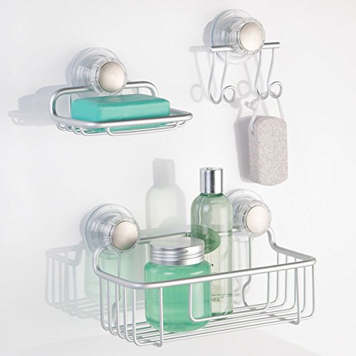 InterDesign 20110EU Metro Rostfreie Aluminium Turn-N-Lock-Saugnapf Seifenschale für Bad Dusche, Metall, silber, 14,15 x 11,33 x 8,92 cm - 5