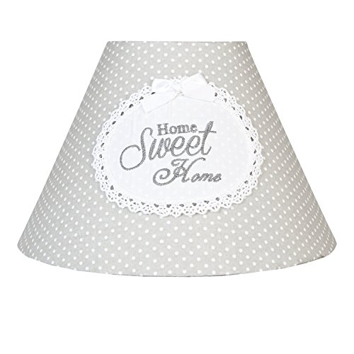Lampenschirm "Punkte Grau" Tischlampe Stehlampe Shabby Chic Landhaus