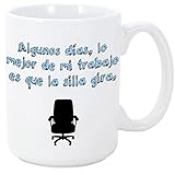 Color: blanco MUGFFINS Taza Graciosa - Algunos días lo Mejor de mi Trabajo es Que la Silla Gira - 350 ml - Tazas con Frases de Humor sarcástico