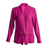 iHENGH Damen Herbst Winter Jacke Warm Bequem Mantel Lässig Mode Frauen Womens Solid Open Front Cardigan Langarm Blazer Freizeitjacke Slim Coat (Rosa,3XL)