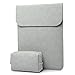 Price comparison product image HYZUO 15 Inch Water-resistant Laptop Sleeve Protective Case Compatible with 15.4 Inch New Macbook Pro with Touch Bar 2016-2018/ Macbook Pro Retina/ 15.6 Dell XPS 15 with Carrying Bag, Faux Suede Leather-LightGrey