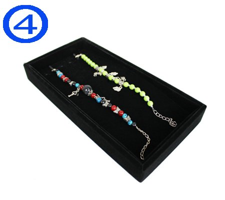 Yudu® 4 tlg. Samt -Vorlagebrett mit Haken Fächer für Ringe Ketten Schmuck schwarz - 6