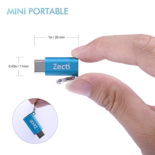 Zecti USB C Adapter auf Micro USB [4 Stücke] USB C Adapter mit Keychain und 56K Widerstand für OnePlus 3, HTC 10, Google Chromebook Pixel,LG G5 - 2