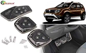 Selifaur - 3 Pcs Black Non-Slip Manual Car Pedals kit Pad Covers Set for Renault Duster 2016