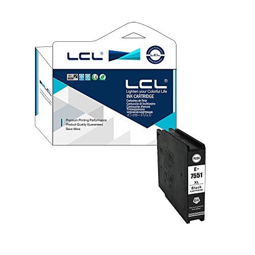 LCL T7551 T7541 T7561 (1-Pack Noir) Cartouche d'encre Compatible pour Epson Workforce Pro WF-8090DW/8090DWF/8510DWF/8010DW