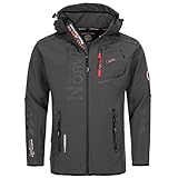 ✓ Kapuze mit Kordelzug Geographical Norway 35S145 Vantaa Herren Softshell Jacke Grau Gr. M