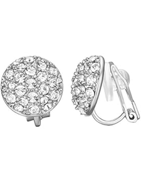 Yoursfs Runden Kreisförmige Ohrclips Kleid Ohrringe Schmuck mit 18K Weißegold vergoldet künstlichem Diamente Valentinstage...