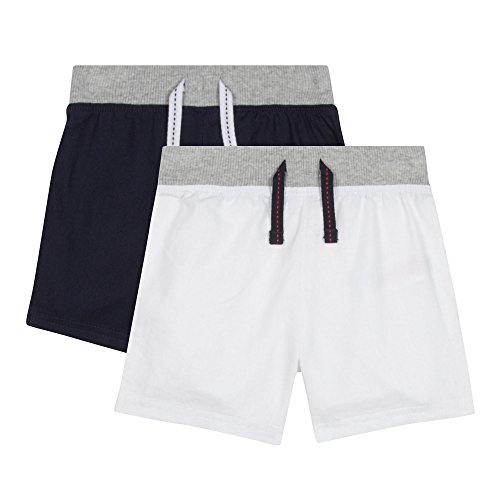Bluezoo Kids Pack Of Two Babies Navy And White Linen Blend Shorts 3-6 Months