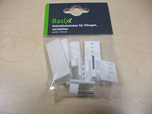 Selbstklebehaken für Vitragestangen verstellbar weiß 4 Stück - 6