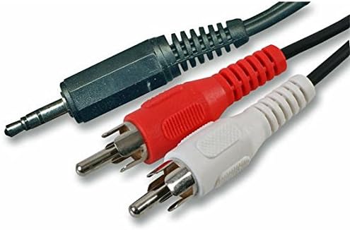 3.5mm Mini Jack to Twin RCA Phono Red White Plugs Short Patch Lead Cable - 15cm