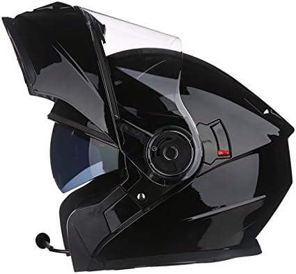 XERT Scooter Helmet Men's Downhill Flip-Up Bluetooth Fullface Helmets Open Face Safety Off-road Motorbike Helmets,BrightBlack-XXL(63-64cm)