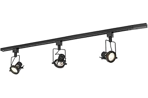 QAZQA Industrial Sistema de carril con 3 focos monofásicos negros - Suplux Aluminio/Acero/Plástico Alargada Adecuado para LED Max. 3 x 50 Watt