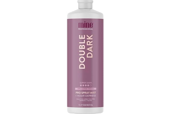 Minetan Body Skin Solution bronzante professionnelle par pulvérisation de couleur doublement foncée – Éclat bronzé foncé pour tous les tons de peau et résultats de bronzage plus foncés, 1 litre…