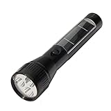 PowerGreen® Handheld Solar Powered LED Flashlight 2000mAh Aviation Aluminum Alloy Torch with USB Charge Cable for Outdoor Sports
