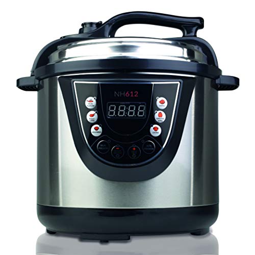 NEWCHEF Olla Programable Eléctrica 3D NH612, Capacidad 6L, 1000W, 10 Modos de Cocinar, Detector de Alimentos. Incluye: Cubeta 100% Antiadherente, Recetario, Rejilla, Vaso Medidor y Espátula