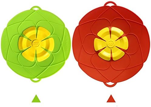 Spill Stopper Lid Cover,Anti Spill Lid Cover,No Boil Over Lid,Pot Cover Silicone Spill Stopper Lid,Boil Over Safeguard,Multi-Function Kitchen Tool(Green And Red)